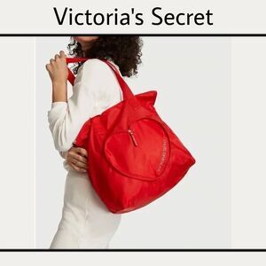 Victoria's Secret Valentine's Day Red HEART PACKABLE Tote Shoulder Bag 2024 NWT